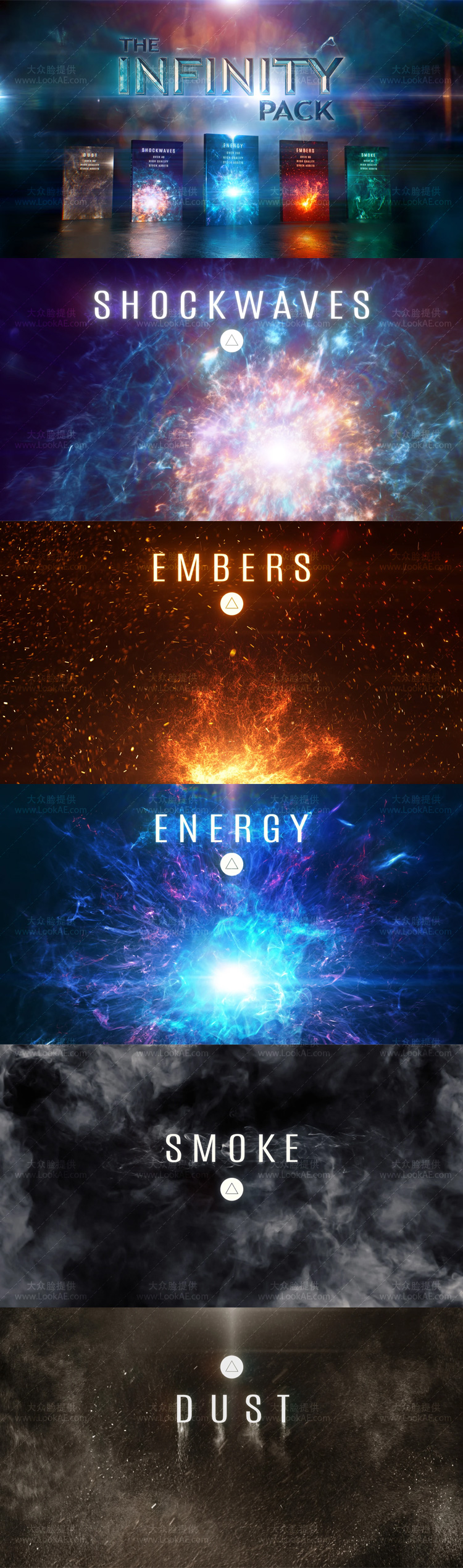 4k视频素材-431个科幻魔法能量冲击波星火粒子粉尘烟雾特效合成动画